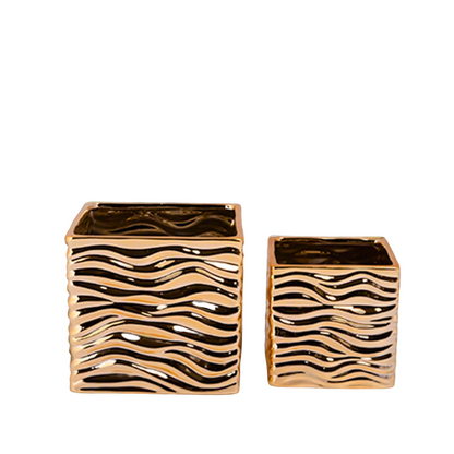 Radiya Gold Ceramic Square Pot (Set of 2)