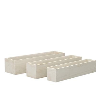 Soren Wooden Rectangular Planter Set (Set of 3)