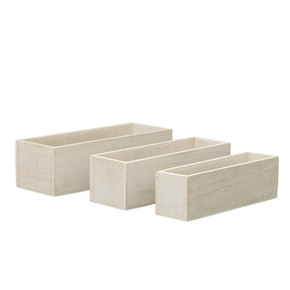 Soren Wooden Rectangular Planter Set (Set of 3)