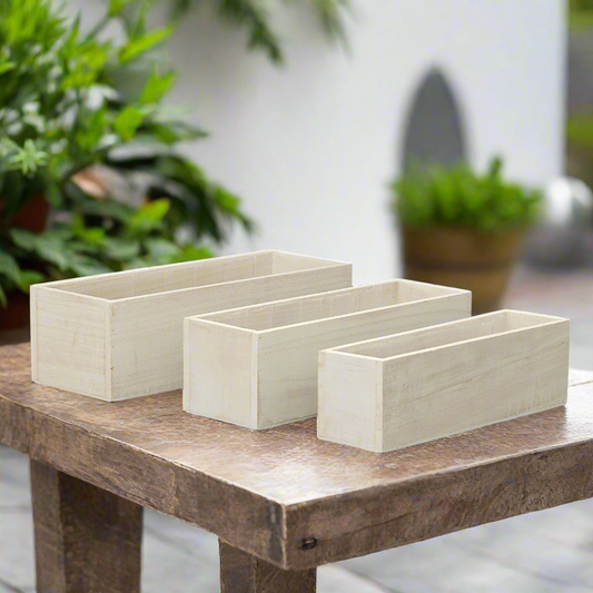 Soren Wooden Rectangular Planter Set (Set of 3)