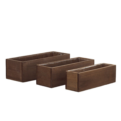 Soren Wooden Rectangular Planter Set (Set of 3)