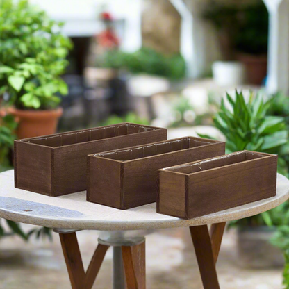 Soren Wooden Rectangular Planter Set (Set of 3)