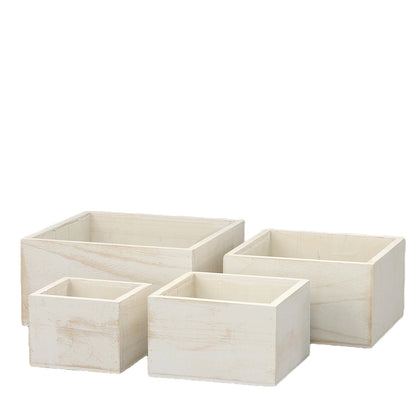 Liv Wooden Square Planter Set (Set of 4)