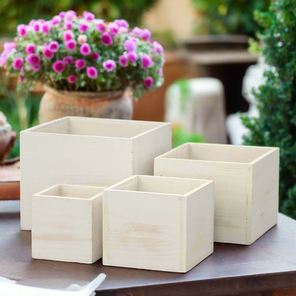 Liv Wooden Square Planter Set (Set of 4)