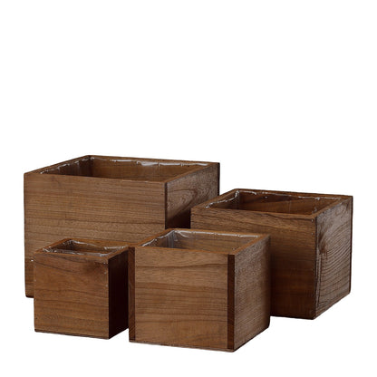 Liv Wooden Square Planter Set (Set of 4)