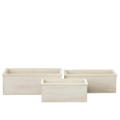 Elvian Wooden Rectangular Planter Set (Set of 3)