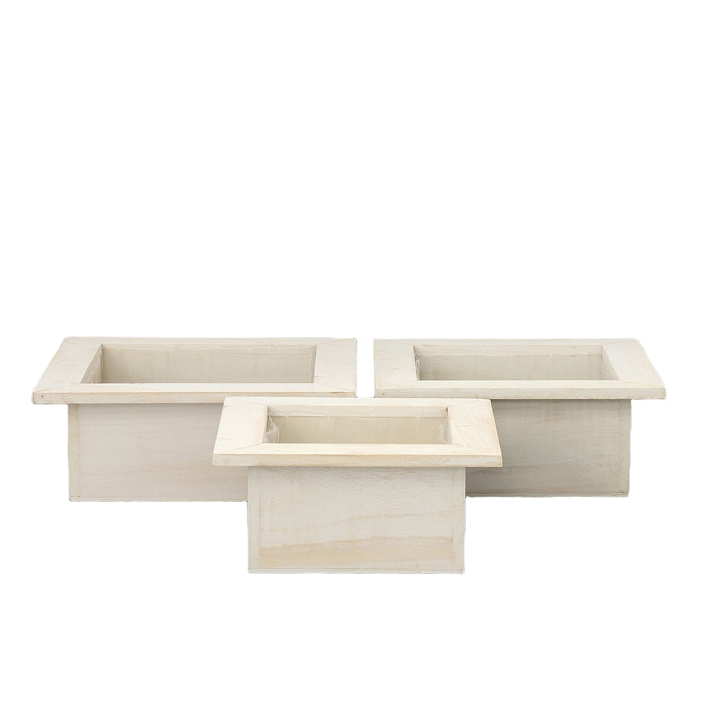 Ceynar Wooden Edge Square Planter Set (Set of 3)