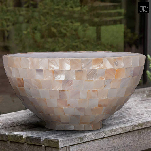 Capri Shell Planter Boat Shape Planter with Base Finish Cream-13.00"H