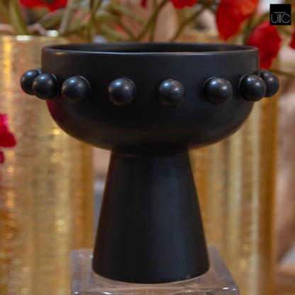 Emarise Ceramic Black Pedestal Bowl