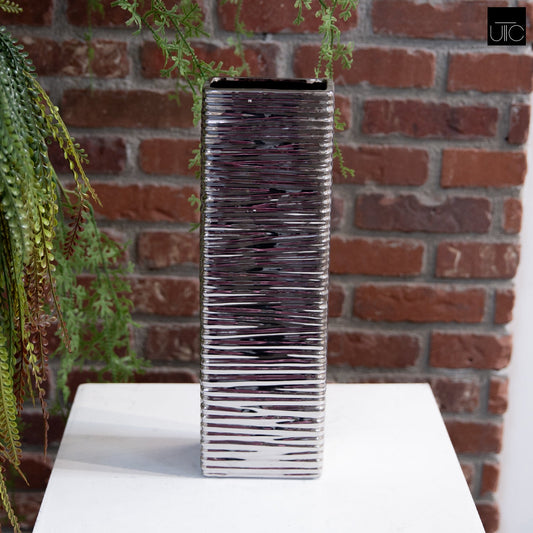Mindie Chrome Ripple Ceramic Vase