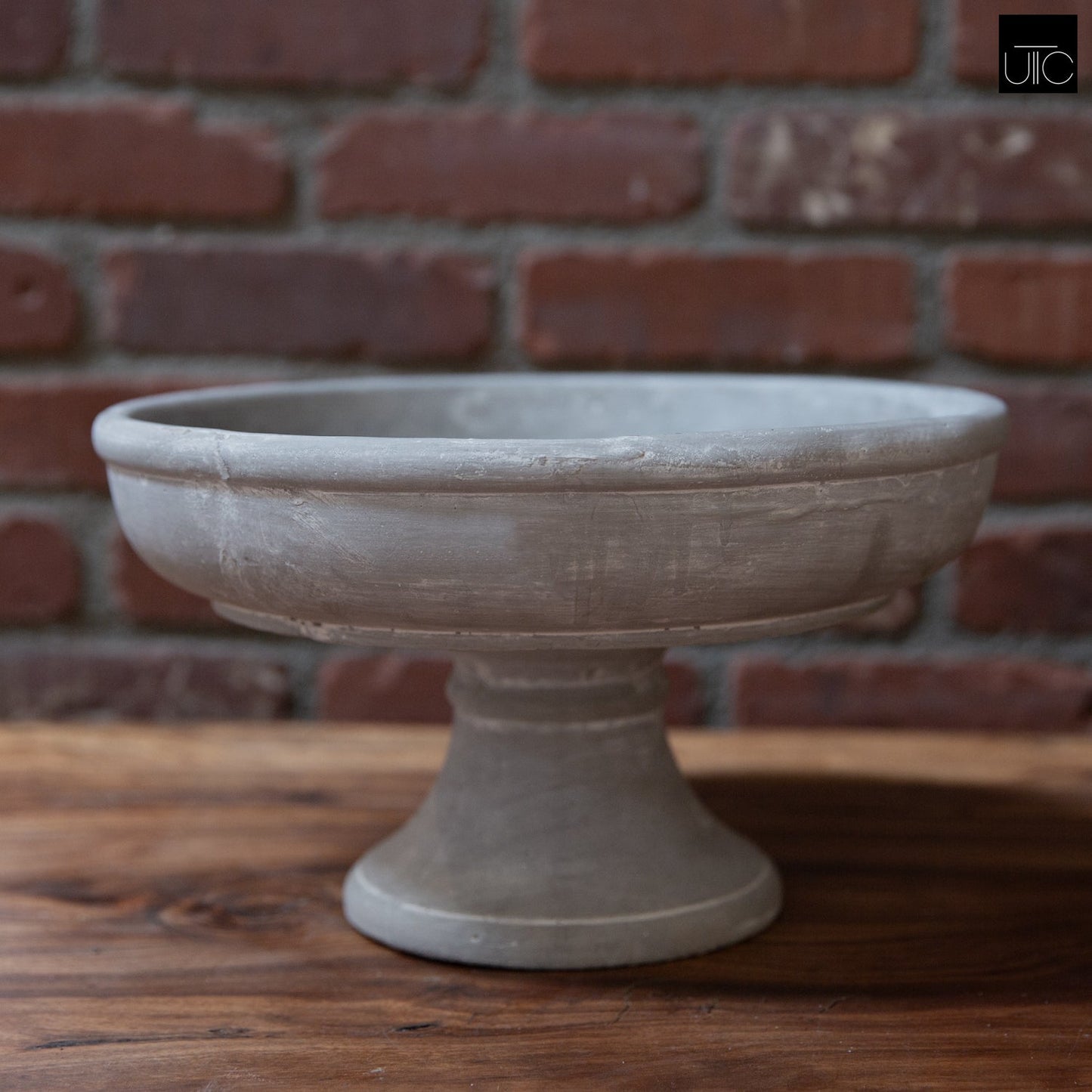 Rion Gray Cement Compote Bowl on Stand