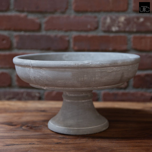 Rion Gray Cement Compote Bowl on Stand