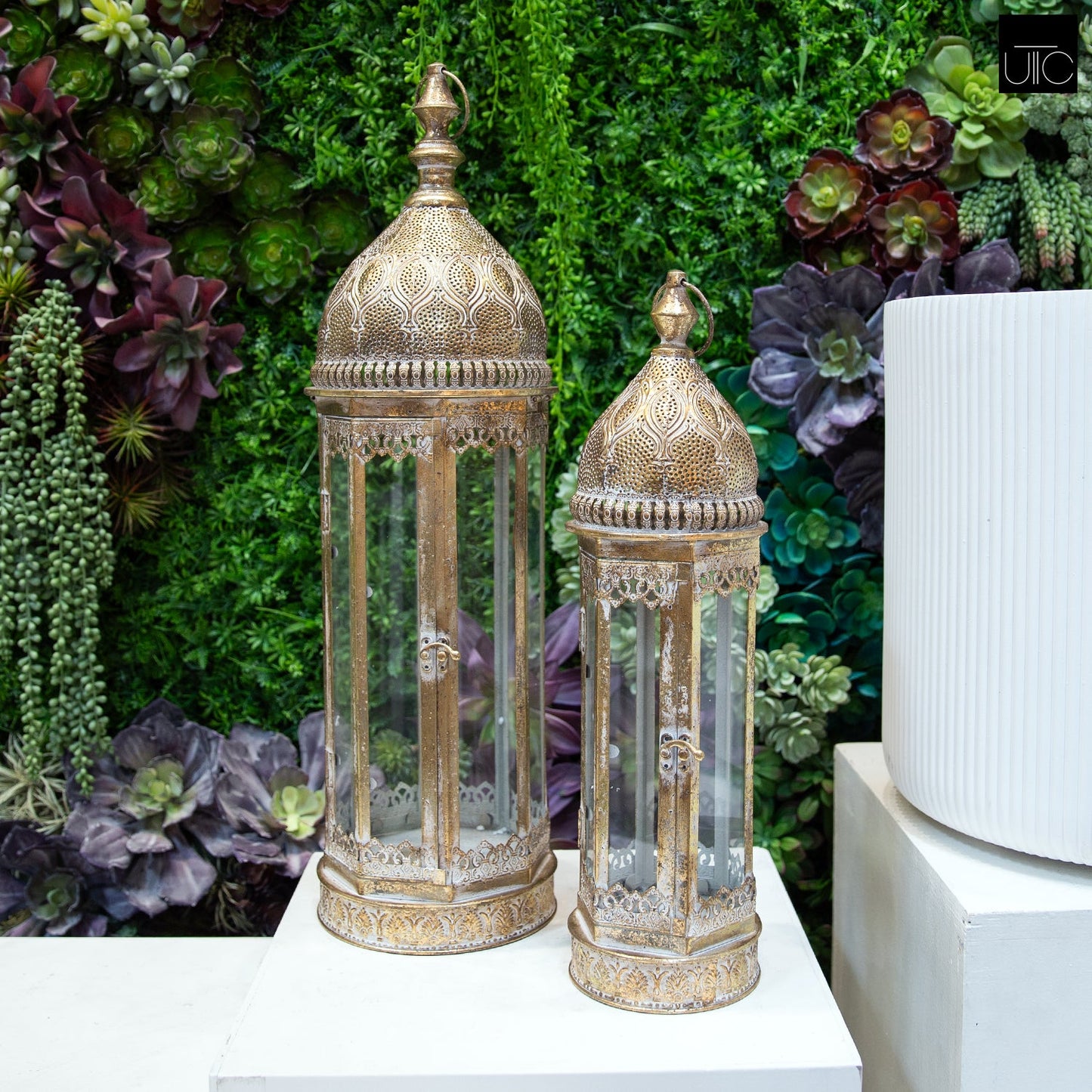 Julien Luxurious Iron Glass Lanterns (Set of 2)