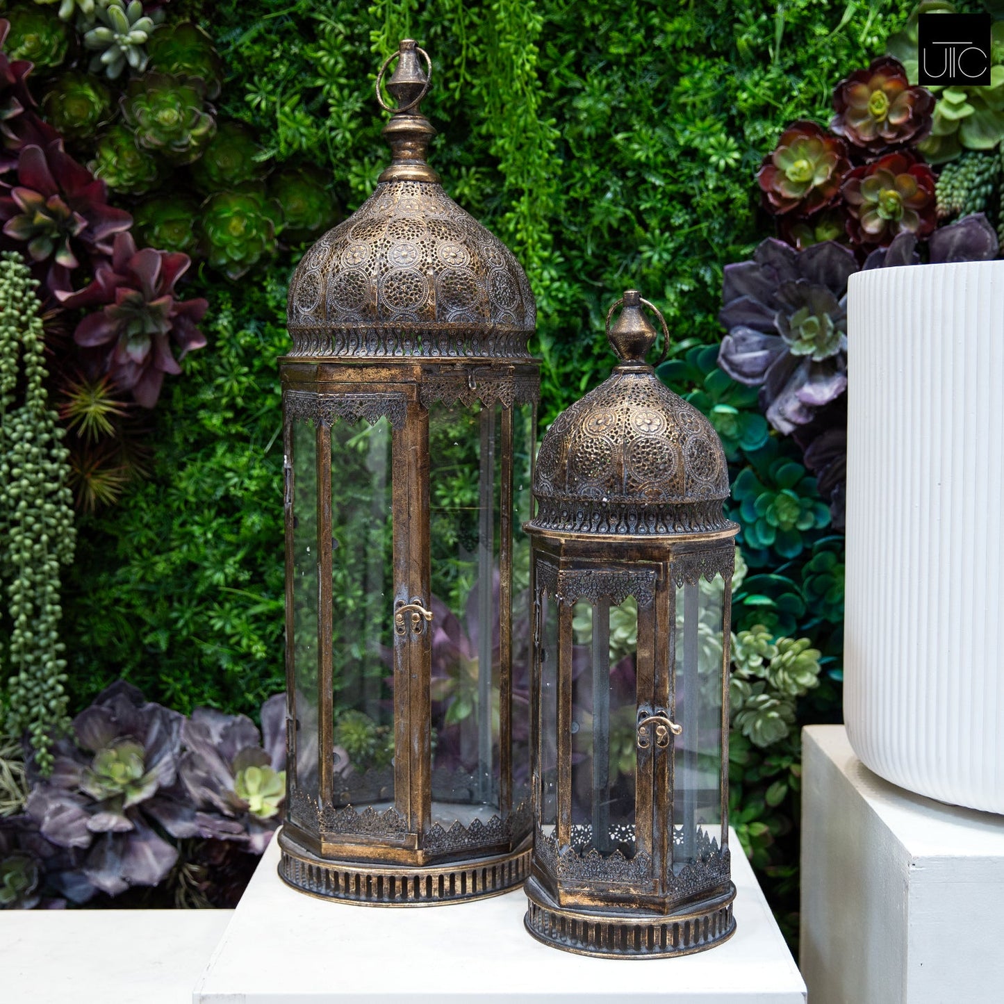 Julien Luxurious Iron Glass Lanterns (Set of 2)
