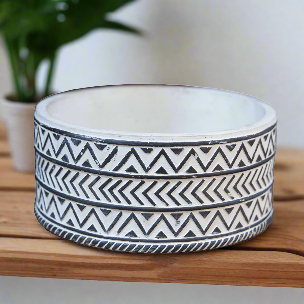 Mara Ceramic Wide Round Tribal Pot