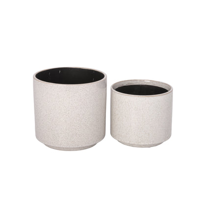 Ceyra White Stoneware Pot Set (Set of 2)