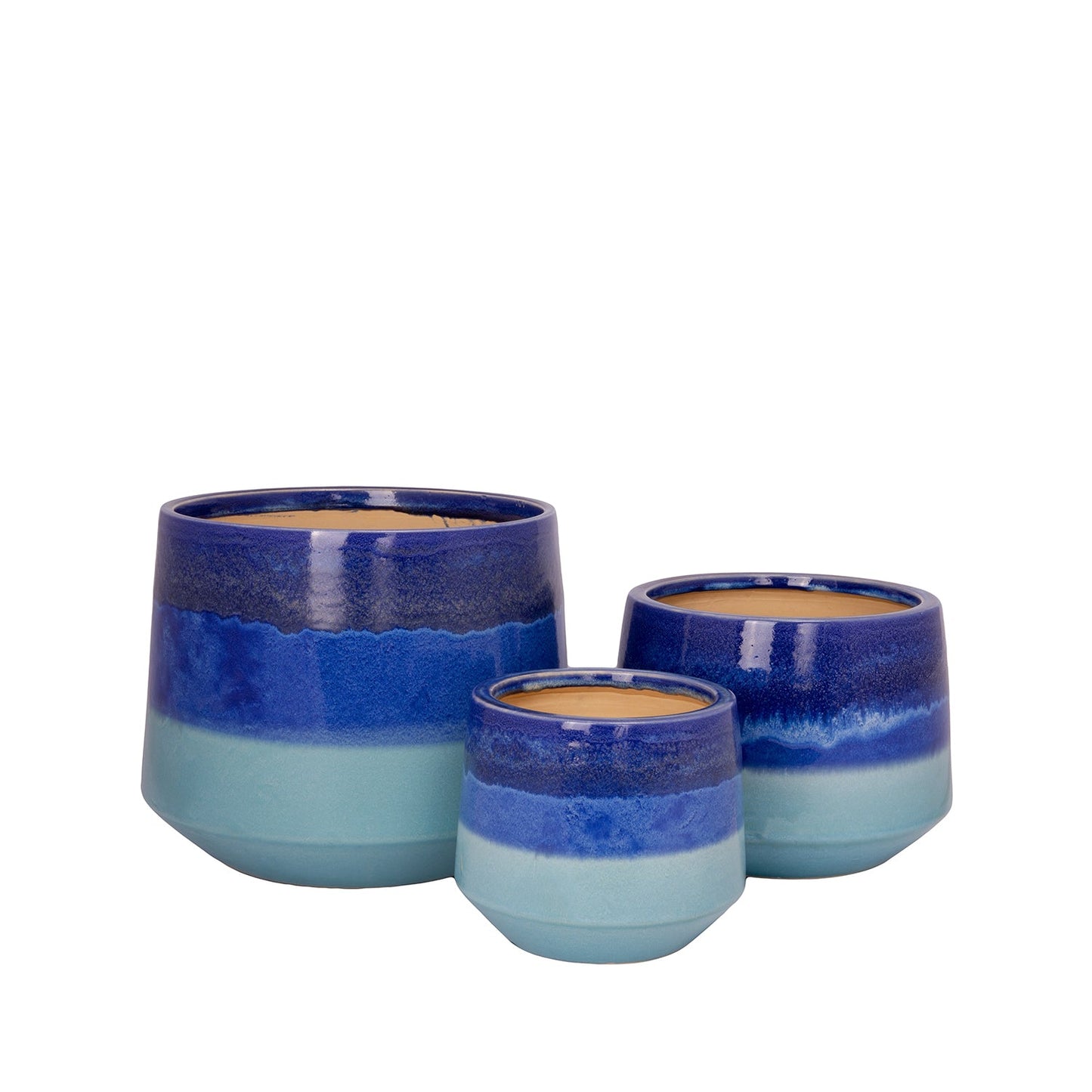 Kassel Blue Ceramic Planter Set (Set of 3)