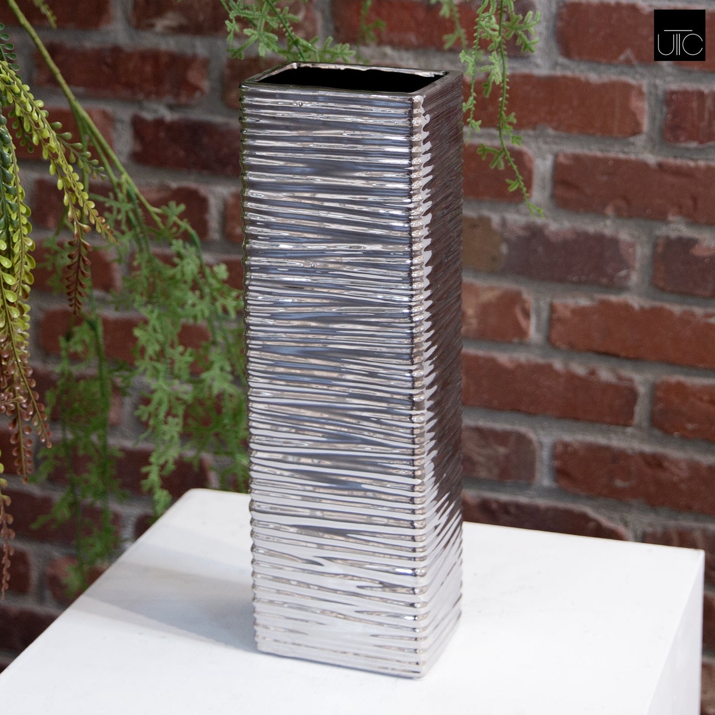 Mindie Chrome Ripple Ceramic Vase