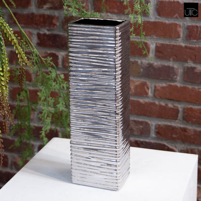 Mindie Chrome Ripple Ceramic Vase