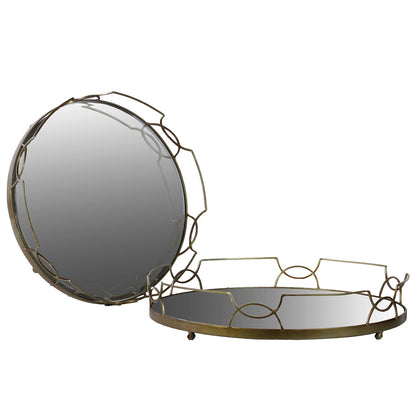 Jacinta Metal Tray Set with Mirror Surface and Handles (Set of 2)