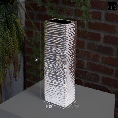 Mindie Chrome Ripple Ceramic Vase