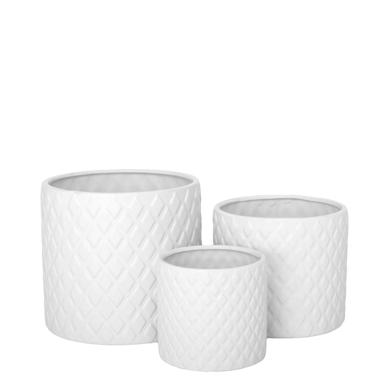 Kavelle Diamond Pattern Ceramic Pot (Set of 3)