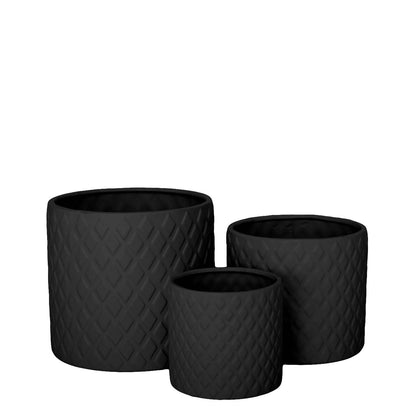 Kavelle Diamond Pattern Ceramic Pot (Set of 3)