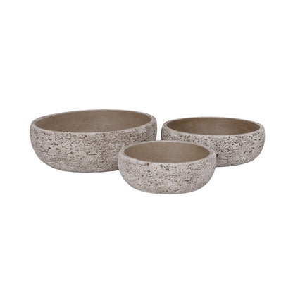 Orva Moss Green Cement Flower Pot Set (Set of 3)