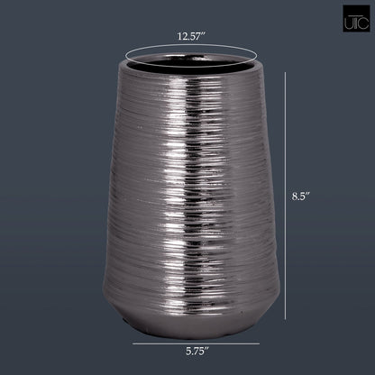 Lynde Combed Electroplated Metallic Vase