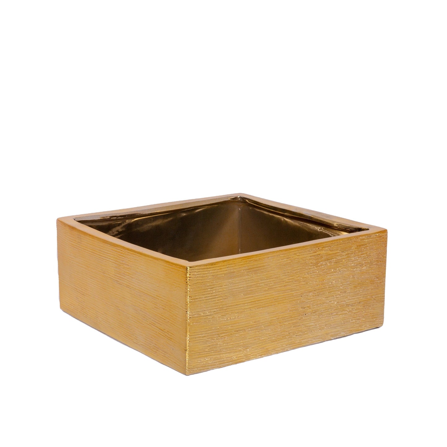 Aurenna Gold Brushed Ceramic Square Pot