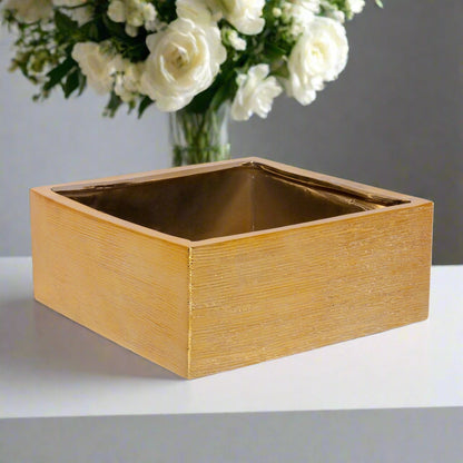 Aurenna Gold Brushed Ceramic Square Pot