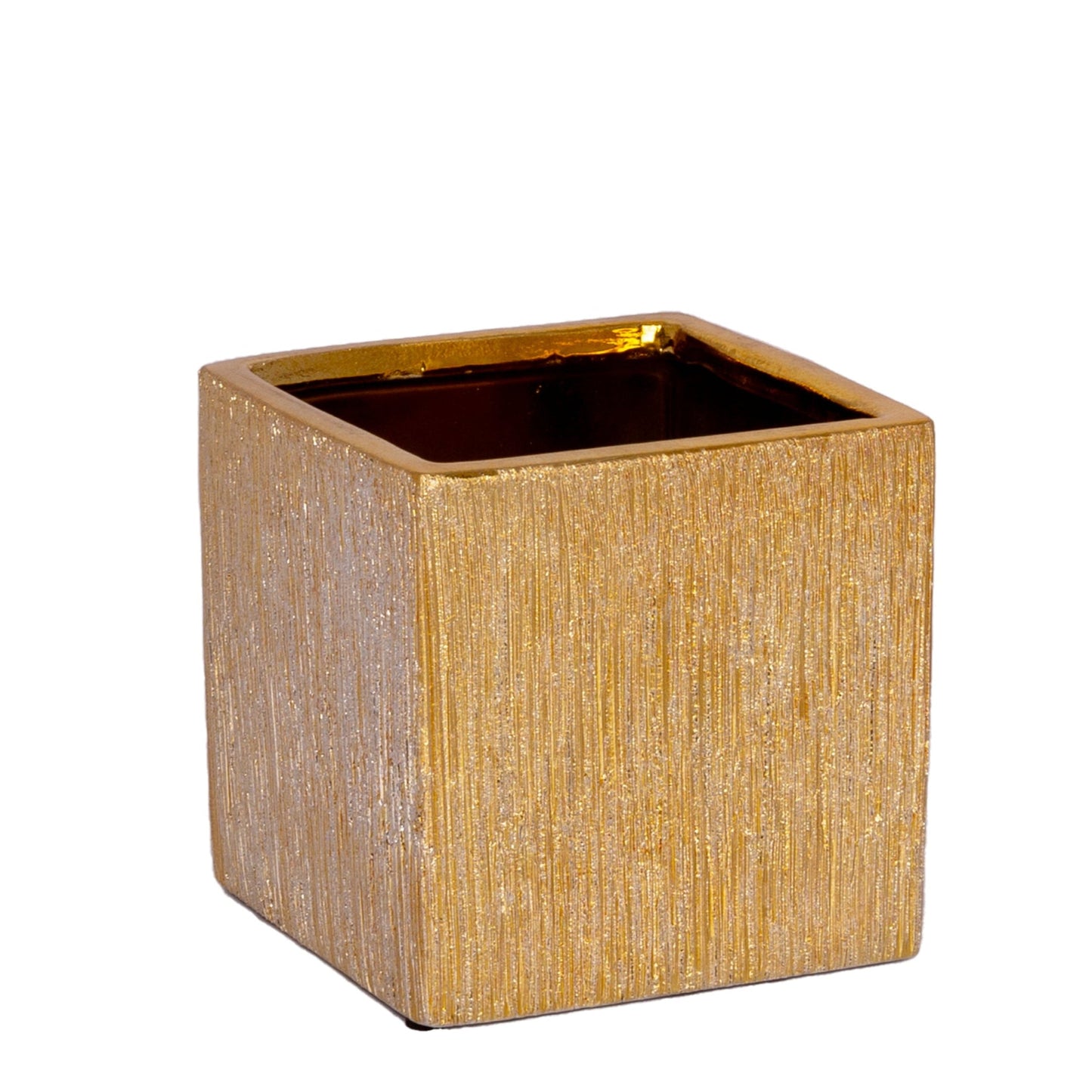 Poppy Ceramic Brushed Golden Square Pot