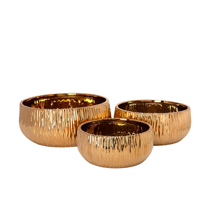 Lerros Wavy Emboss Ceramic Planter Set (Set of 3)