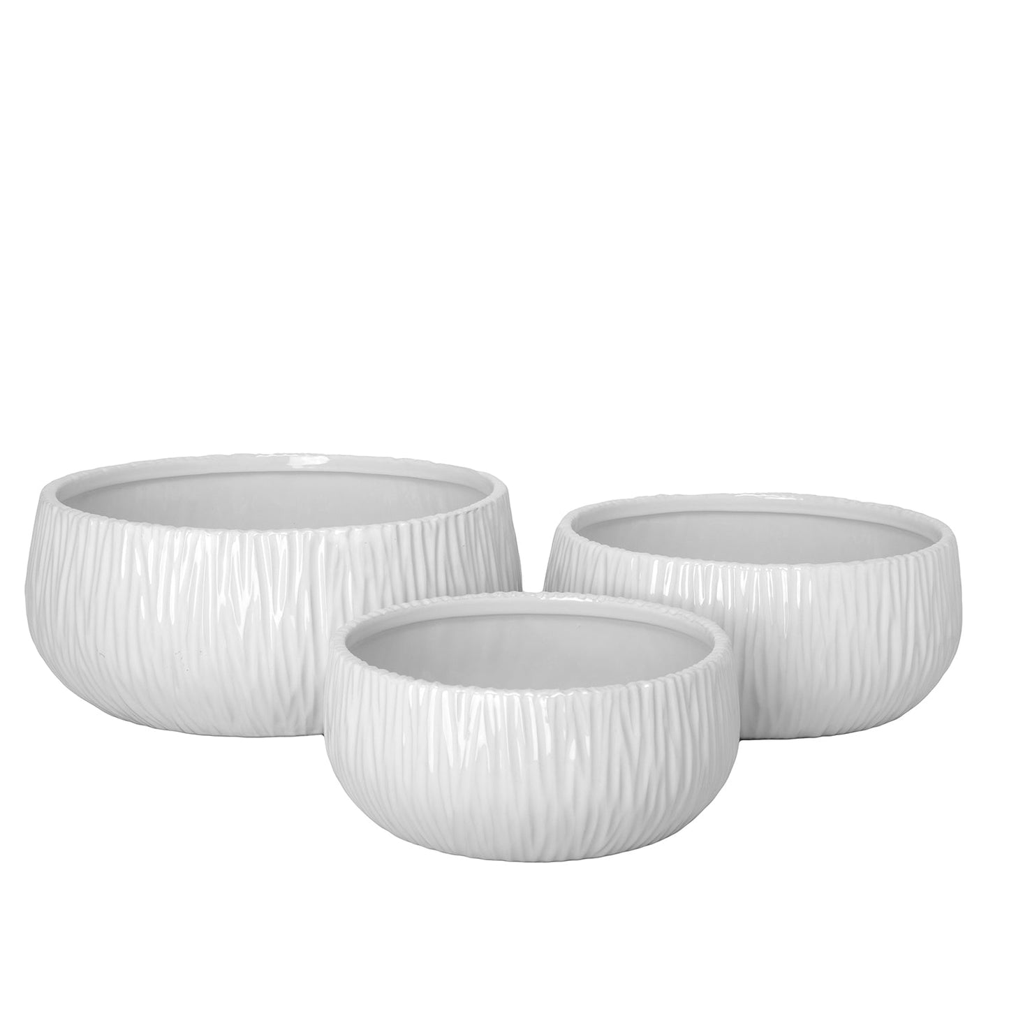 Lerros Wavy Emboss Ceramic Planter Set (Set of 3)