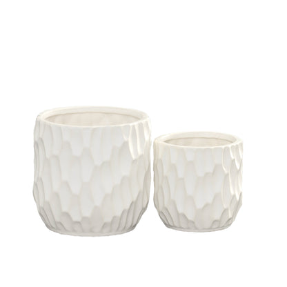 Wren Emboss Ceramic Planter Set (Set of 2)