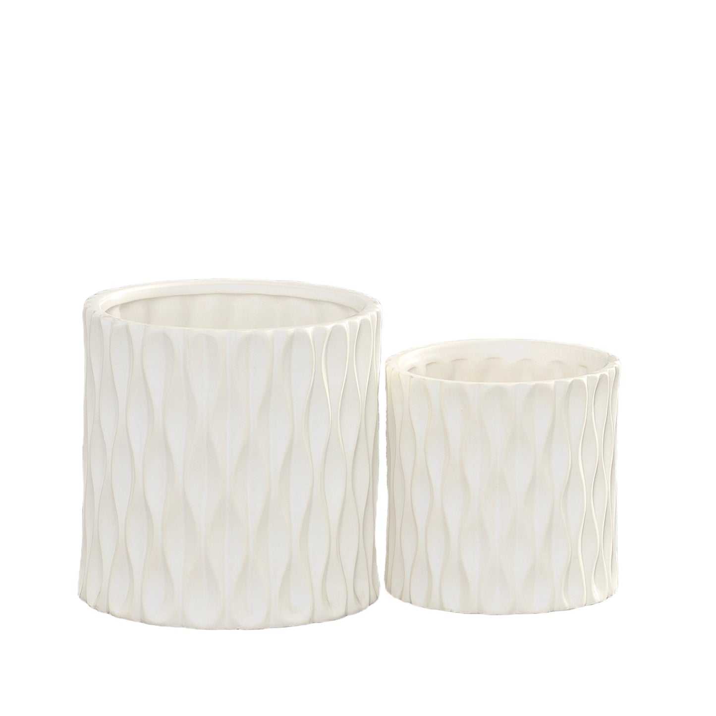 Astrina Embossed Wave Cylindrical Planter Set (Set of 2)