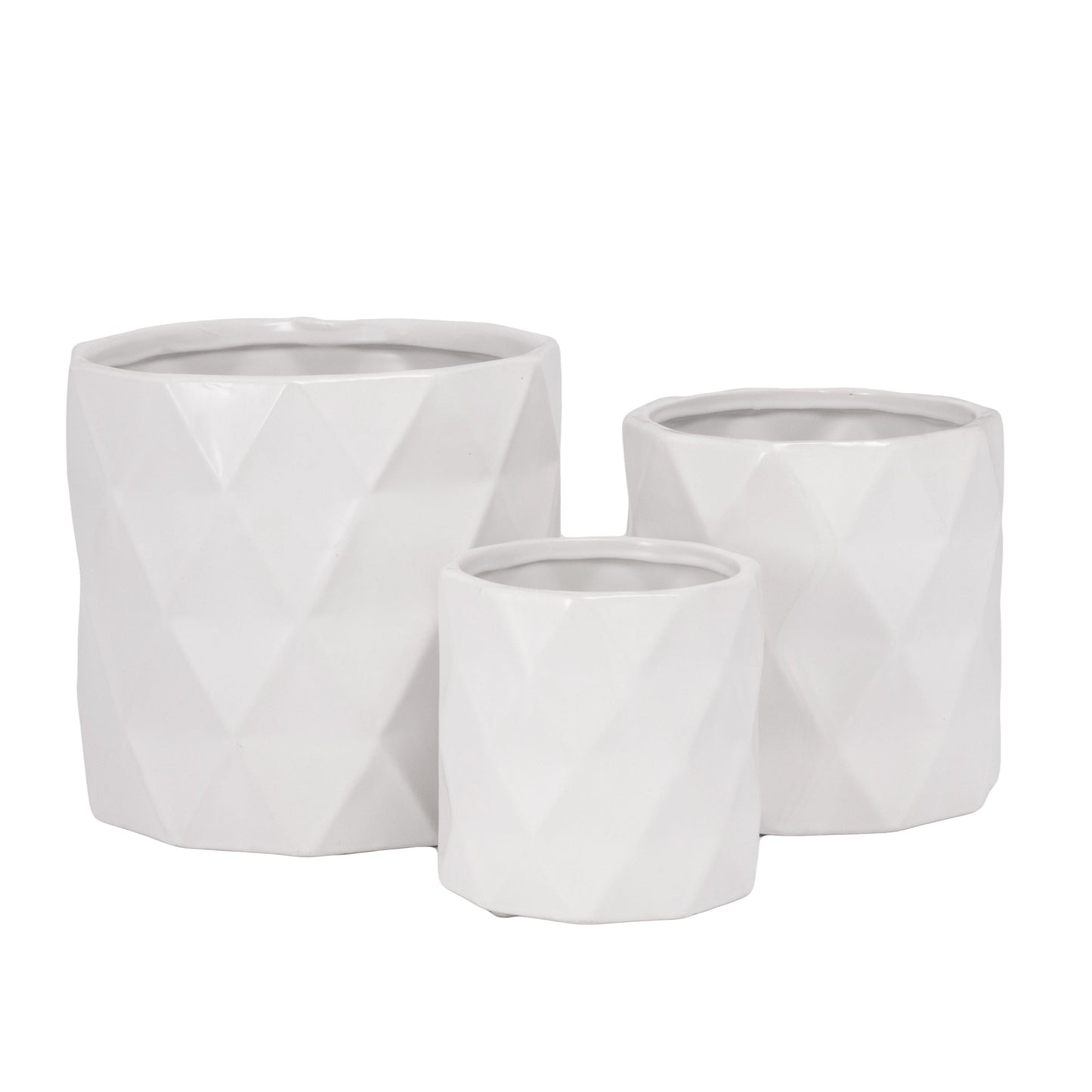 Dagen Diamond Embossed Ceramic Pot Set (Set of 3)