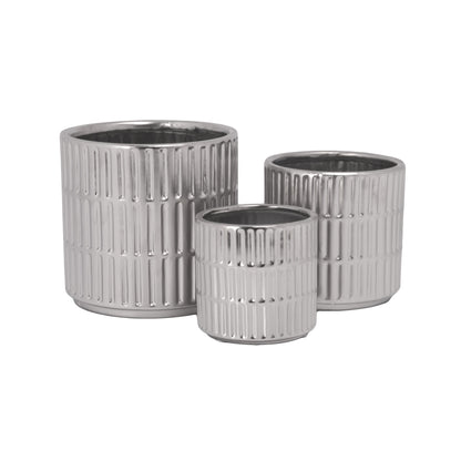 Perla Ceramic Round Planter Set (Set of 3)