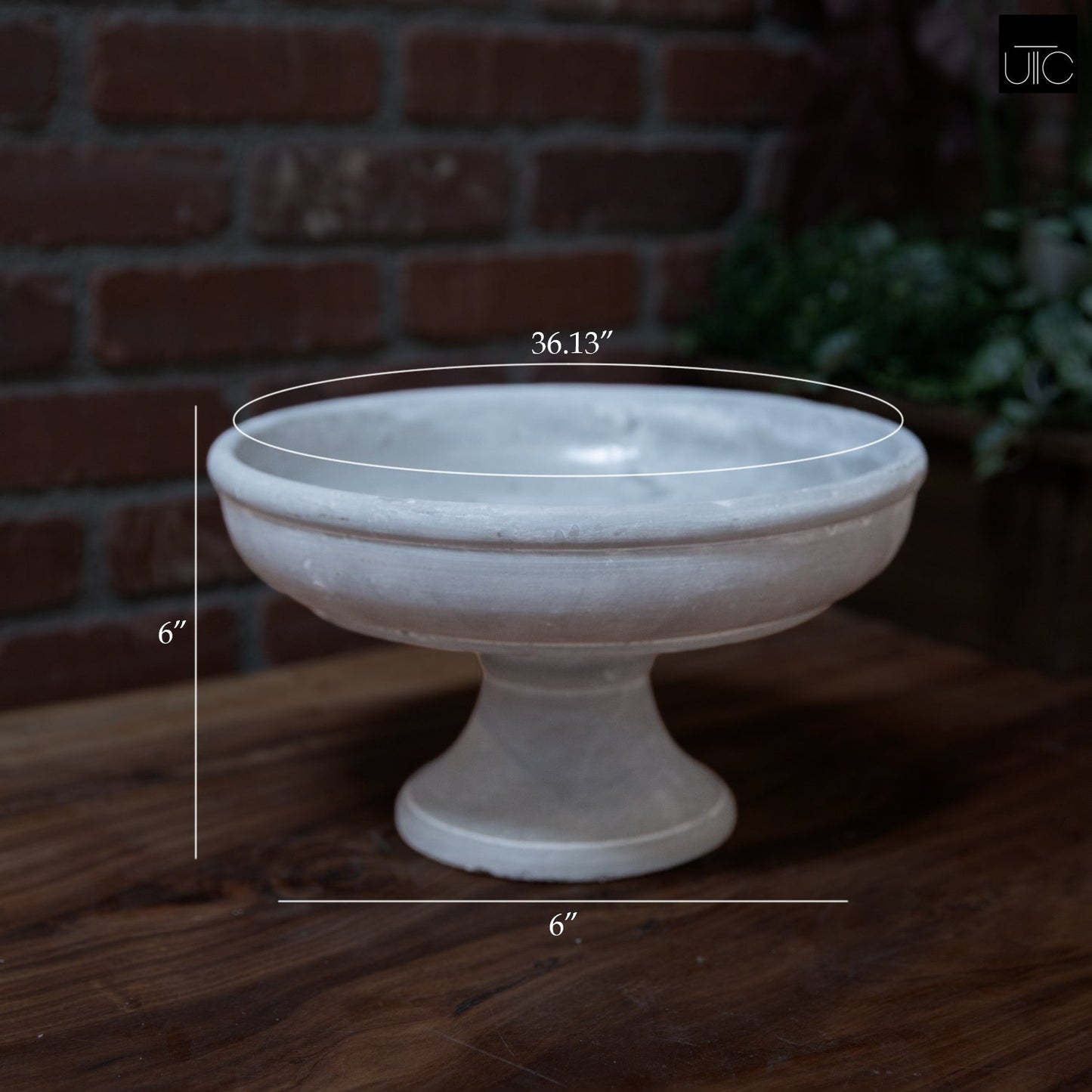 Rion Gray Cement Compote Bowl on Stand