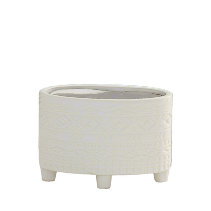 Naya Ceramic Oval Tribal Pot with Stand