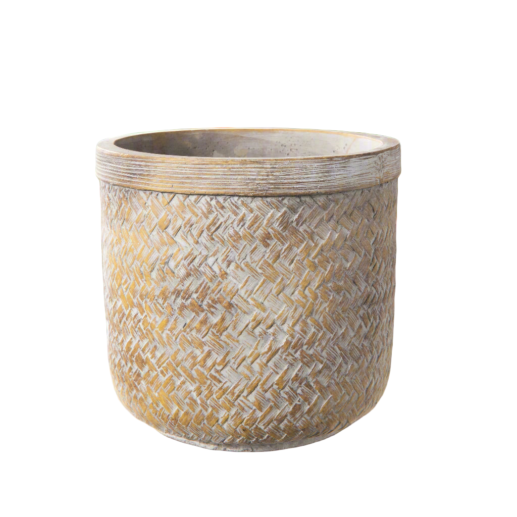 Zinnia Cement Basket Weave Round Pot