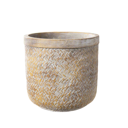 Zinnia Cement Basket Weave Round Pot