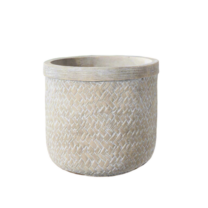 Zinnia Cement Basket Weave Round Pot