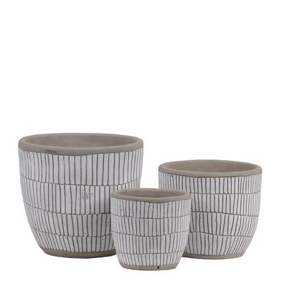 Nalore Embossed Lattice Ceramic Pot Set (Set of 3)