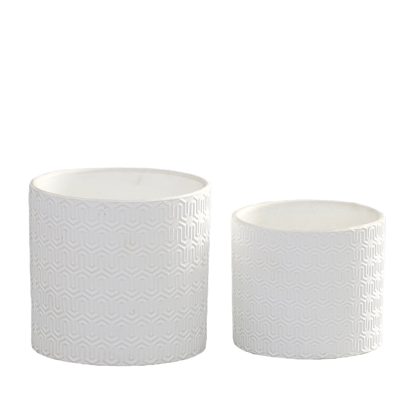 Hexille Embossed Wave Ceramic Pots (Set of 2)