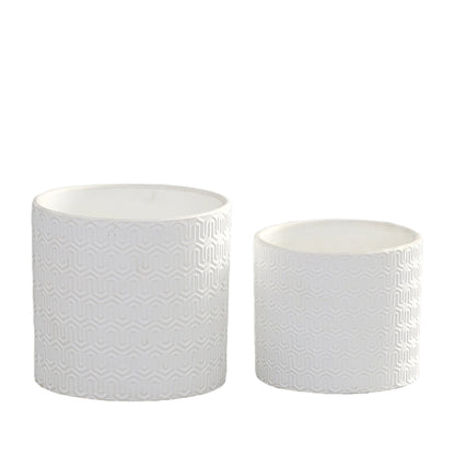 Hexille Embossed Wave Ceramic Pots (Set of 2)
