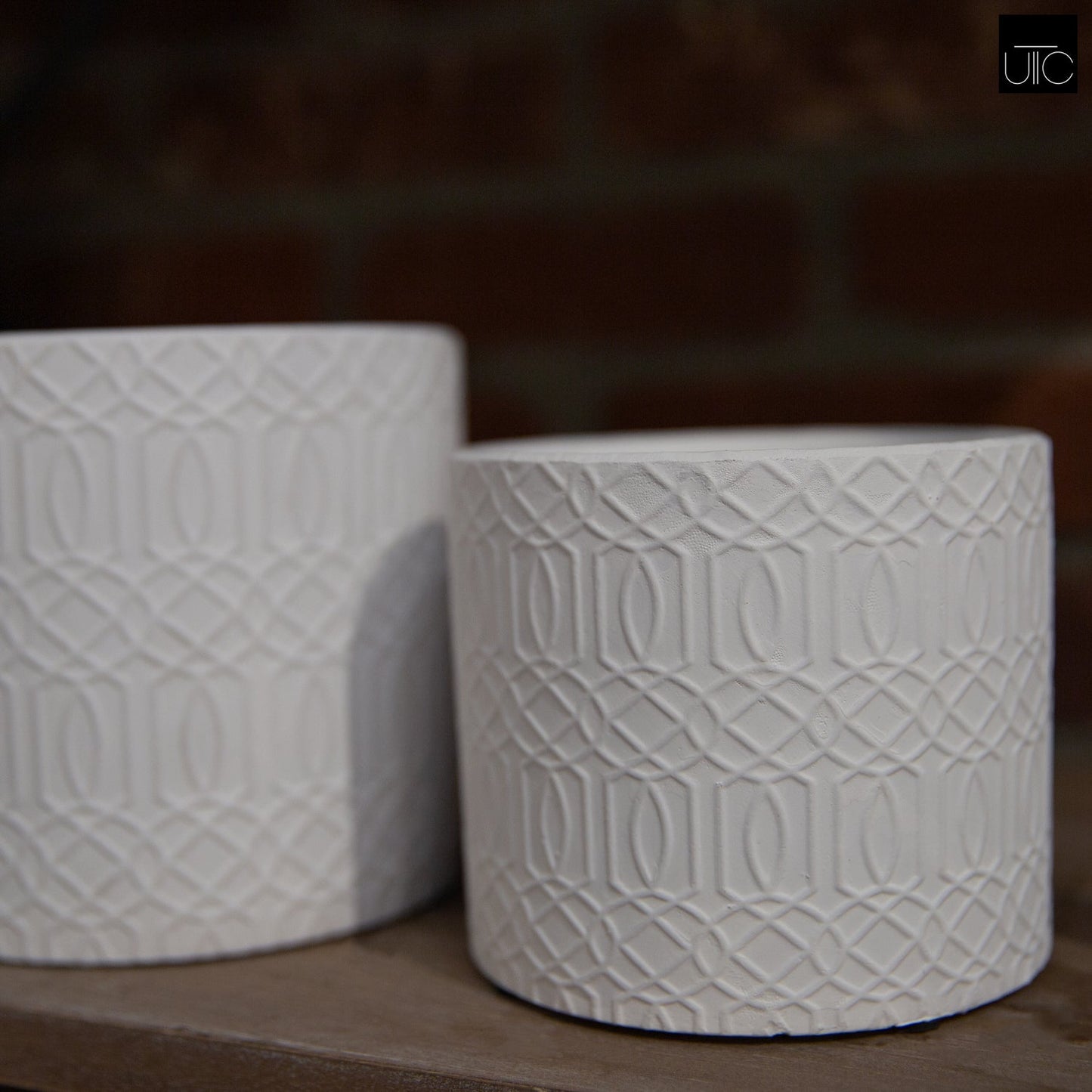 Sylas Embossed Lattice Design Ceramic Planters (Set of 3)