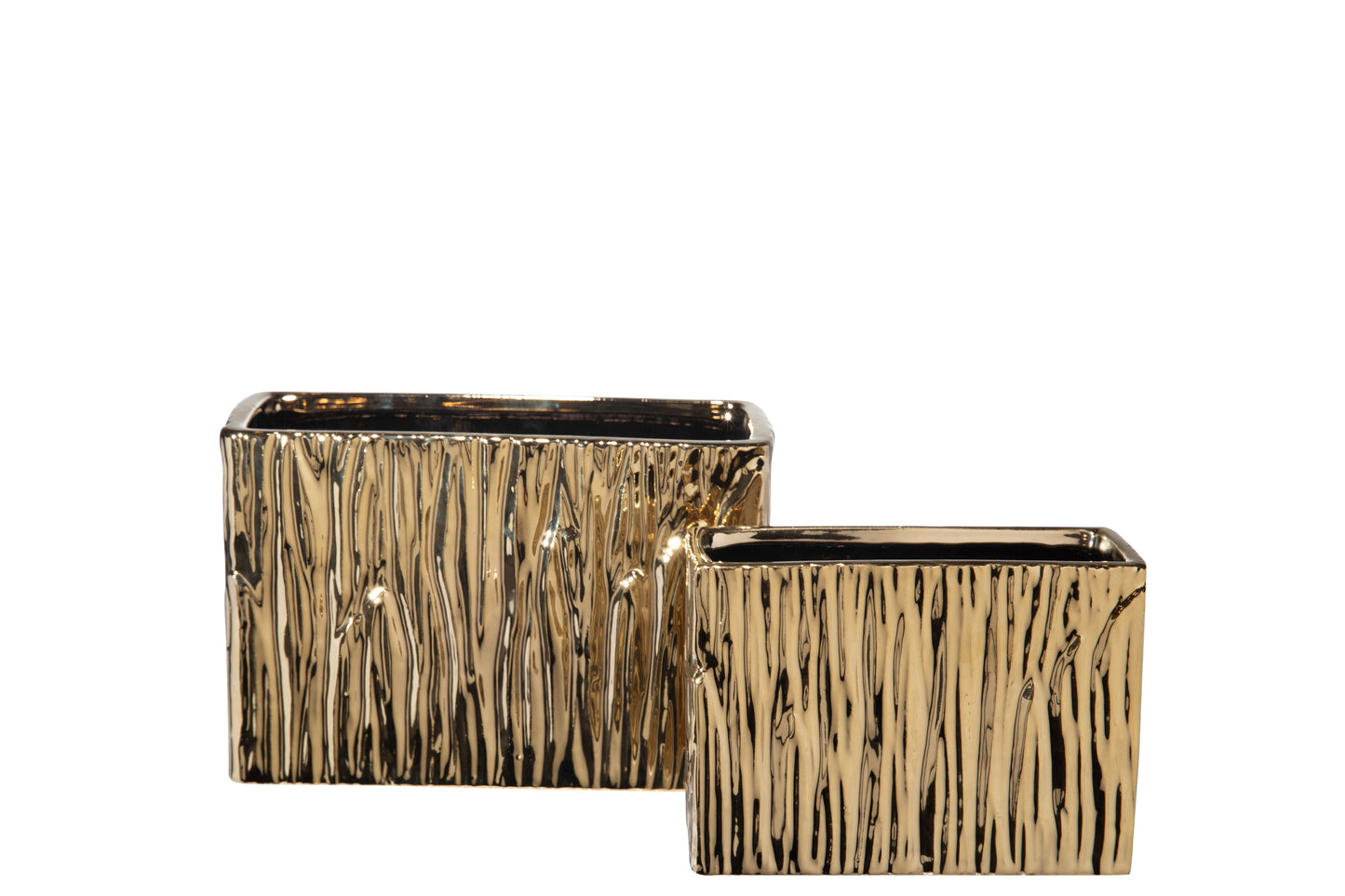 Giselle Golden Rectangular Abstract Vase (Set of 2)
