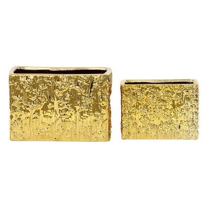 Zerin Golden Abstract Rectangular Vase