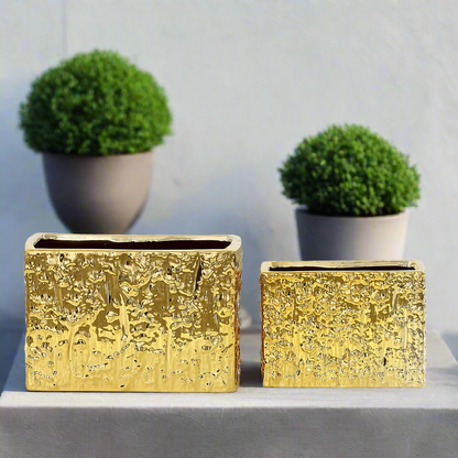 Zerin Golden Abstract Rectangular Vase